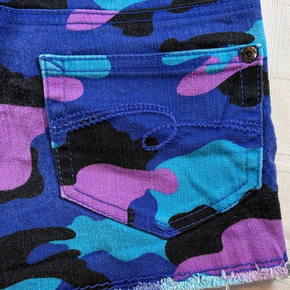 Justice Premium Blue and Purple Camouflage Jean Shorts - Picture 7 of 10